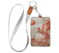 Phoenix Porte-badge vertical en cuir avec cordon et capacité de 3 cartes pour bureau, école, hôtel, carte de passe