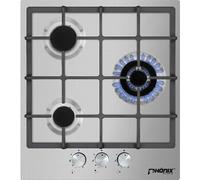 Phönix PS-450T Plaque de cuisson à gaz encastrable en acier inoxydable 3 feux gaz propane/gaz naturel