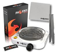 Phoenix - Réchaud à chicha électrique avec grille charbon pour chicha - Cuisine électrique portable de camping ou réchaud électrique portable avec grille (blanc)