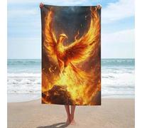 Phoenix Rising from Flames Serviette de plage en microfibre anti-sable en microfibre multi-usages absorbante pour salle de bain et piscine 130 x 80 cm