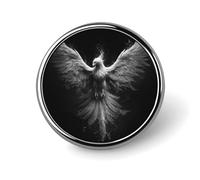 Phoenix Rising from The Ashes Broche ronde noire et blanche pour homme et femme