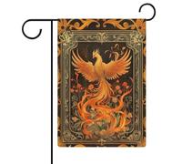Phoenix Rising Wildflowers Drapeau de jardin fantastique en toile de jute double face 30,5 x 45,7 cm