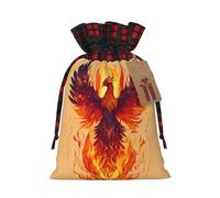 Phoenix Sac de Noël à carreaux assortis avec cordon de serrage pour fête d'anniversaire de Noël 12 x 17 cm