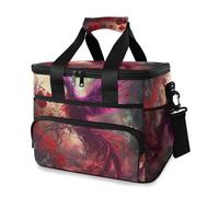 Phoenix Sac isotherme isotherme pour pique-nique, plage, pique-nique, camping, voyage, homme et femme Motif rose rouge