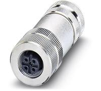 Connecteur-bus, connecteur femelle, droit, 5 pôles, m12, blindé, contacts dorés, détrompage b, raccordement vissé, molette métallique, presse-étoupe p