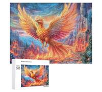 Phoenix sur Le Chemin de Fleurs de mer éclairée par la Lune Puzzle 500 Pièces pour Adultes Jeu Relaxant du Soir Amélioration De La Concentration Cadeau pour Soirée 500 PCS