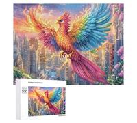 Phoenix survolant Night City Puzzle 500 Pièces pour Adultes Jeu De Détente Endurance Mentale Cadeau pour Longues Soirées 500 PCS