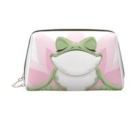 Phoenix Trousse de maquillage imprimée pour femme - Portable en cuir - Fermeture éclair dorée, Grenouille amusante faisant du yoga, One Size, Trousse de maquillage