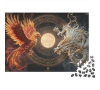 Phoenix Vs Dragon Art Print Puzzle 1000 Pièces Educa Jouet en Bois Cadeau Unique Décoration Intérieure Jeu Éducatif Challenge Toy pour Adultes Et Enfants À Partir De 12 Ans 52x38cm/1000pcs
