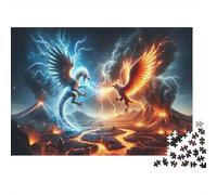 Phoenix Vs. Dragon Battle Plaque Métallique Vintage 38x26cm/1000pcs pour Le Coin Bar, pour Le Bureau, Le Studio Et L’Atelier Créatif