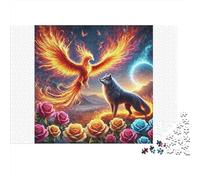 Phoenix Wolf Fantasy 100% Recycled Cardboard Phoenix and Wolf 1000Pc Jigsaw Puzzle Adults Fun Activity for Rainy Days 70x50cm/1000pcs