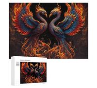Phoenixes in Flames A Mythical Dance of Fire Puzzle en Bois, 300 pièces