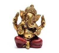 Phoeniximport Statue de Ganesh, le Dieu Éléphant dans la mythologie hindoue et bouddhiste cm 14.3 x 10.5 x 17.7 en polyrésine dorée