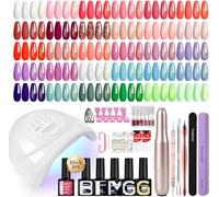 Phoenixy 30 Couleurs Kit Ongle Gel U V Complet avec 48W Lampe U V Kit Vernis Semi Permanent Ponceuse pour Ongles Base Top Coat Kit de Manucure pour Débutant