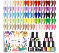 Phoenixy 30Pcs Vernis Semi Permanent 25 Couleurs Vernis Gel UV Semi Permanent avec 1 Base Coat 4 Top Coat Brillant Matt et Glitter Lot Vernis à Ongles Bleu Cadeaux pour Femmes