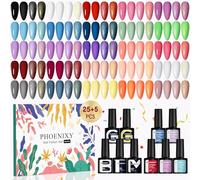 Phoenixy 30Pcs Vernis Semi Permanent 25 Couleurs Vernis Gel UV Semi Permanent avec 1 Base Coat 4 Top Coat Brillant Matt et Glitter Lot Vernis à Ongles Bleu Cadeau Pratique