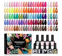 Phoenixy 50Pcs Vernis Semi Permanent 45 Couleurs Vernis Gel UV Semi Permanent avec 1 Base Coat 4 Top Coat Brillant Matt et Glitter Lot Vernis à Ongles Rose Marron Violet