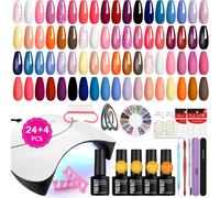 Phoenixy Complete Uv Gel Nail Kit, 24 Pieces 72 Effects Semi-Permanent Uv Gel Polish With Uv/Led Lamp 36 W (Top Coat Glossy And Matte), Semi-Permanent Diy Nail Polish Kit At Home