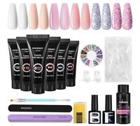 Phoenixy Kit Ongle Gel U V Complet 6 Couleurs Kit Ongle Gel Base et Top Coat Acrygel Ongle pour Débutants DIY Nail Art à La Maison Rose