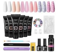 Phoenixy Kit Ongle Gel U V Complet 6 Couleurs Kit Ongle Gel Base et Top Coat Gel d'Extension pour Débutants DIY Nail Art à La Maison Rose
