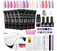 Phoenixy Kit Ongle Gel UV Complet, 8 Couleurs Gel Construction Ongle UV avec Lampe à Ongles, Poly Extension Gel Kit avec Base et Top Coat Set de Manucure pour Débutants