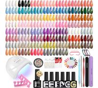 Phoenixy Kit Ongle Gel UV Complet avec Lampe U V 48W, 54 Couleurs Vernis Semi-Permanent + Base, Top Coat (Brillant, Mat, Doré, Argenté) + Paillettes et Outils de Pro, Kit Manucure à Domicile