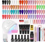Phoenixy Kit Vernis Semi Permanent 20 Couleur 48W Lampe U V + 4 Couleur 15 ML Poly Extension Gel Base Coat Top Coat Kit Ongle Gel UV Complet pour Débutants
