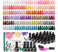 Phoenixy Kit Vernis Semi Permanent, 54 Couleurs Kit Vernis Semi Semi Permanent avec Base Et Top Coat Pailleté Glossy Matte Rose Jaune Gel UV Vernis à Ongles Pailleté Cadeaux Pour Les Femmes