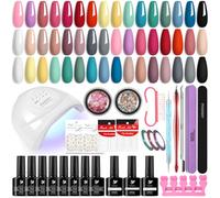 Phoenixy Kit Vernis Semi Permanent avec lampe 48W, 24 Couleurs Vernis Gel UV Semi Permanent avec Base et Top Coat Accessoires Kit Ongle Gel UV Complet Pour les Femmes