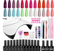 Phoenixy Semi-Permanent Nail Polish Kit, Complete Uv Gel Nail Kit With 36 W Uv Lamp, 12 Gel Polish Colours And 3 Base & Top Coats, Semi Permanent Manicure Kit
