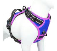 PHOEPET Harnais Anti-Traction amélioré pour Chien, Gilet réfléchissant réglable, avec Une poignée de Dressage + 2 Crochets pour Laisse en métal + 3 Boucles à Pression + 4 Boucles coulissantes (Taille