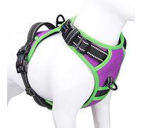 PHOEPET Harnais Anti-Traction réfléchissant et réglable avec poignée, 2 Anneaux métalliques et 3 Boucles, Facile à Mettre et à enlever, pour Chien de Grande Taille (XL, Violet)
