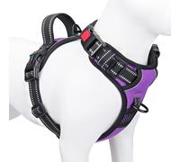 PHOEPET Harnais réglable anti-traction pour chien pour promenade quotidienne avec boucle au cou et bandes réfléchissantes, poignée de contrôle pour chiens de petite, moyenne et grande taille (violet
