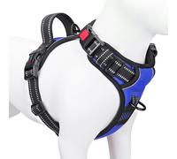 PHOEPET Harnais réglable anti-traction pour chien pour promenade quotidienne avec boucle au cou et bandes réfléchissantes, poignée de contrôle pour chiens de petite, moyenne et grande taille (bleu roi
