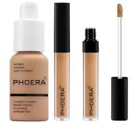 PHOERA Fond de teint, PHOERA correcteur liquide, dissimulation légère à couverture naturelle, PHOERA maquillage de fond de teint pour femmes (105 Sand+105#BISCUIT)