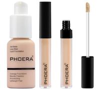 PHOERA Fond de teint, PHOERA correcteur liquide, dissimulation légère à couverture naturelle, PHOERA maquillage de fond de teint pour femmes (101 Porcelain+101#LIGHT)