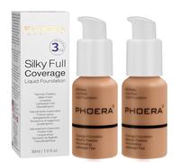 PHOERA Fond de Teint,PHOERA Foundation,imperméable Professional Makeup Fond de Teint Liquide Couvrant Tenue 24h - Matte & Poreless Finish (2pcs- 107- Hone)