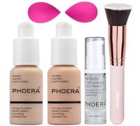 PHOERA Fond de teint, PHOERA maquillage pour femme,PHOERA fond de teint liquide mat couverture complète,PHOERA apprêt,PHOERA correcteur (102+103/Nude+Warm peach)