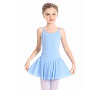 Phoeswan Justaucorps de ballet pour filles, tenue de danse avec jupe, robe de ballet pour petites filles/juniors, Camisole bleu clair, 7-8 ans