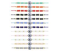 PHOGARY 12 Pièces Collier et Bracelets Oeil Turc, Bleu, Rouge et Porte Bonheur pour Femmes, Hommes et Enfants