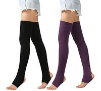 PHOGARY 2 Paires Jambière Femme, Genouillères Tricotés Stocking d'Hiver Chaudes de Yoga Fitness Danse Longues Chaussettes Crochet Knit Boot Cover Hiver Chaud Tricoté Guêtres pour Femme (Style B)