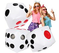 PHOGARY 3 PCS 12,6" Dés Gonflables Jumbo, Grands Dés Blancs Dés Gonflables Géants Ensemble de Gros Dés en Plastique pour Jeu de Ludo Intérieur Extérieur, Jeu Large, Fournitures de Fête de Piscine