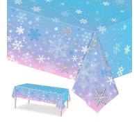 PHOGARY 3 PCS Frozen Nappe Jetable Reine des Neige Anniversaire - 2,20 m x 1,30 m - Nappe Anniversaire Fille Frozen Décoration Anniversaire Reine des Neiges Fille Deco pour Douche Bébé Fond Fête