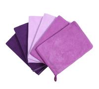 PHOGARY 6 Gants De Toilette Taille 15x21 cm, Très Doux & Absorbant Gants en Microfibre, Léger Petite Serviette Main pour Visage, Serviette Invité Pourpre avec Boucle de Suspension