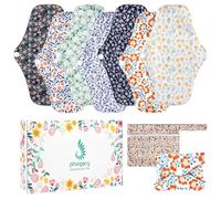 PHOGARY 7 Pièces Serviettes Hygièniques Réutilisables et lavables en Bambou,Protège-slips lavables pour la nuit pour les règles
