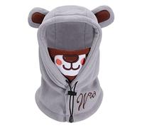 PHOGARY Cagoule Enfant Garcon/Fille, éCharpe en Polaire Thermique Chaude Balaclava, 3D Animal Face Cover Winter Hood Hat Neck Warmer for Children (Gris)