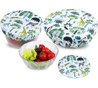 PHOGARY Couvercles réutilisables écologiques pour récipients alimentaires - 3 couvercles en tissu réglables imperméables pour saladier en verre, bocal, melons, bord élastique, forêt