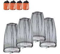 PHOGARY Filet de Tête de Moustique 4 Pack, Face Head Mesh Cover for Outdoor Lovers Voyage Camping Randonnée Pêche Jardinage, adapté aux chapeaux/bonnets, Noir