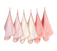 PHOGARY Lingette Démaquillante en Microfibre, Lot de 6 Serviette Microfibre pour le Visage, Lingettes Gant de Toilette Microfibre - Réutilisables, Lavables et Douces pour la Peau (8" x 8", Rose)