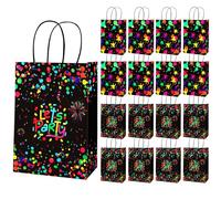 PHOGARY Lot de 16 sacs de fête fluo avec poignée, sacs cadeaux phosphorescents pour bonbons